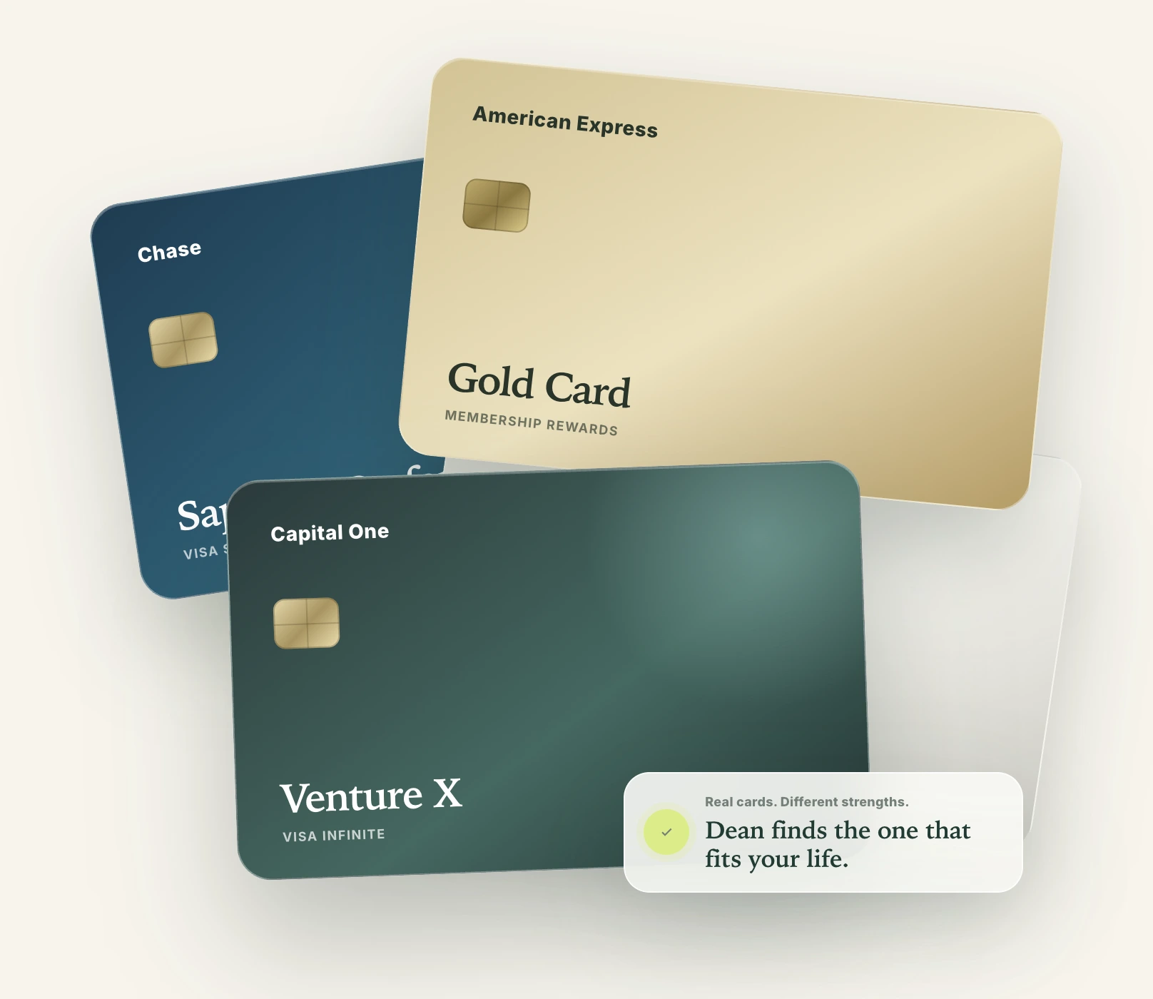 A polished arrangement of Chase, American Express, Capital One, and Citi credit cards that Dean compares